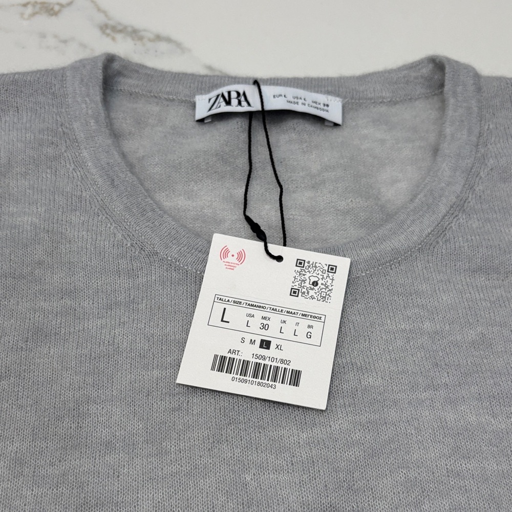 Zara Gray Round Neck Knit Sweater